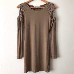 Cold Shoulder Mini Bodycon Dress with Chain Detail